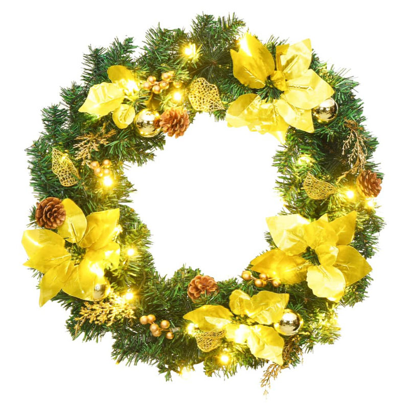 Guirlande de Noël avec guirlande de Noël, Vert/doré