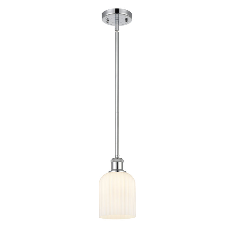 Luminaire suspendu 5 lumières Ballston Addeline, Blanc brillant, Chrome poli