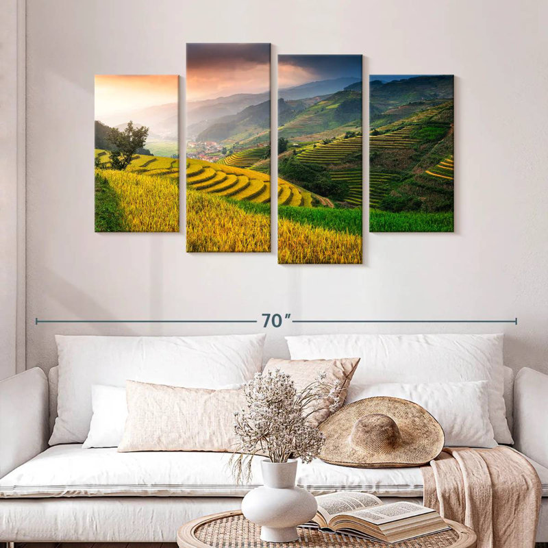 Alvord, champs en terrasses, Mu Cang Chai, H 32 po x l 52 po