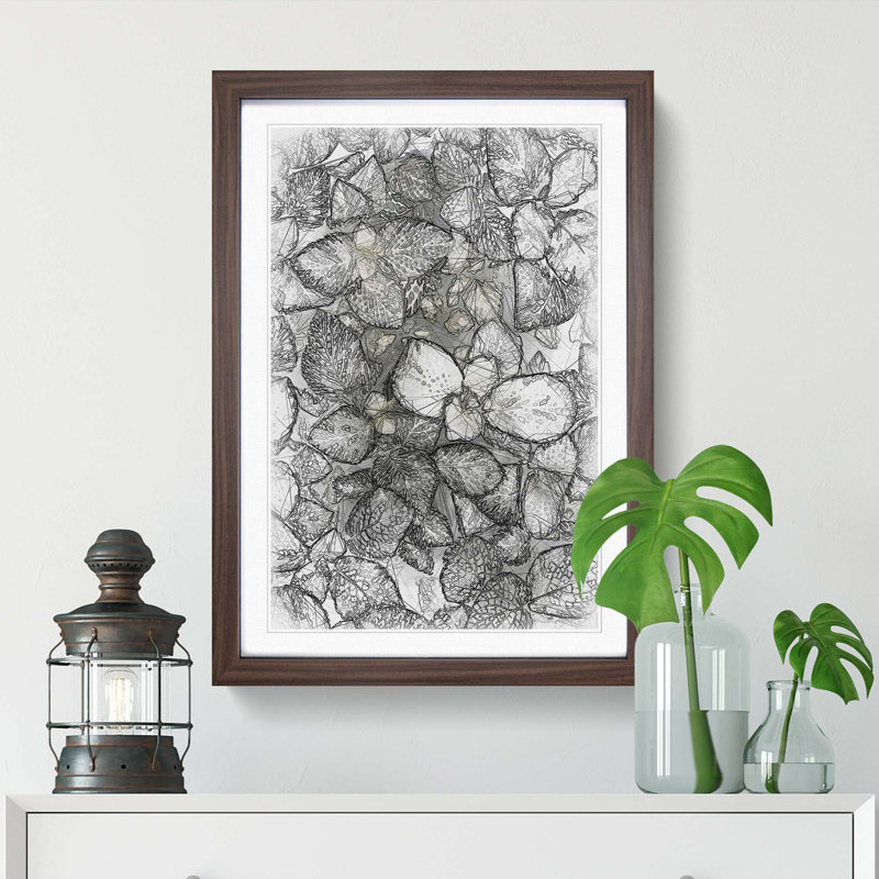 Plant Leaves Abstract Art - Picture Frame Graphic Art Print, Walnut, 91cm H x 60cm W x 2cm D