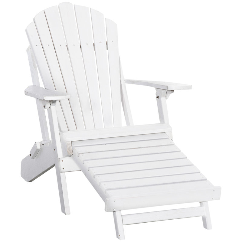 Chaise Adirondack pliante en bois massif Wapello, Blanc