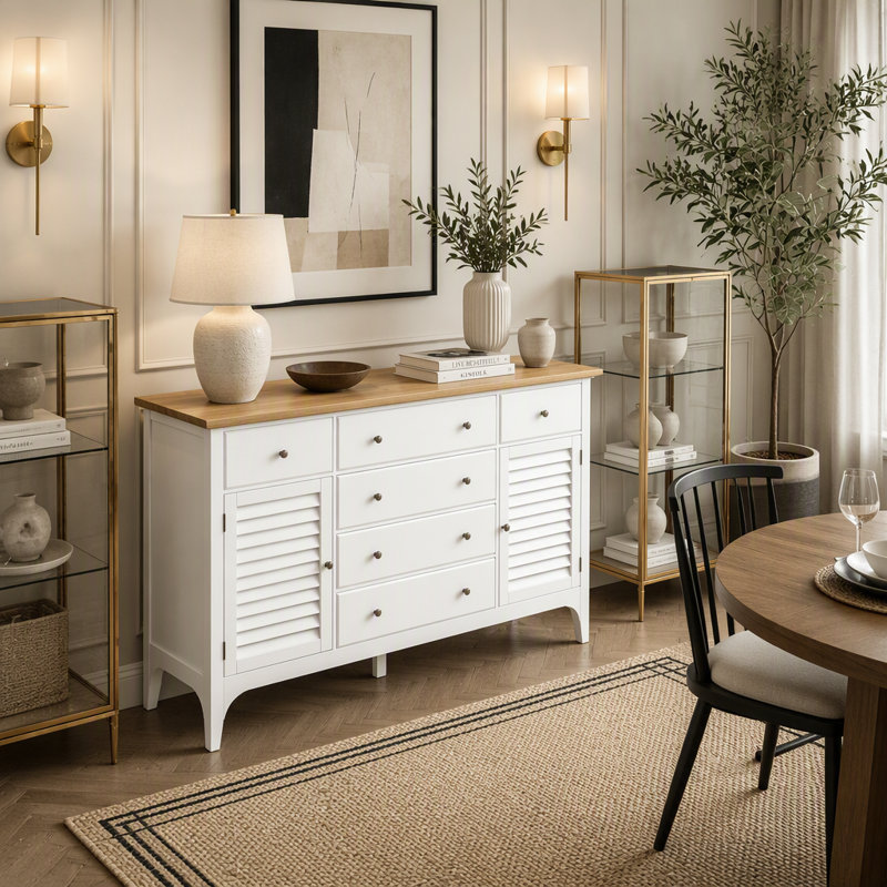 Spacious Sideboard with Drawers and Adjustable Shelves