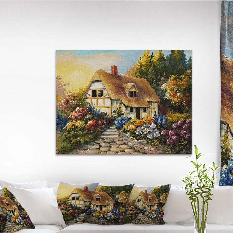 Peinture à la maison de fée Cityscape, H 16 po x l 32 po x P 1 po, Toile tendue