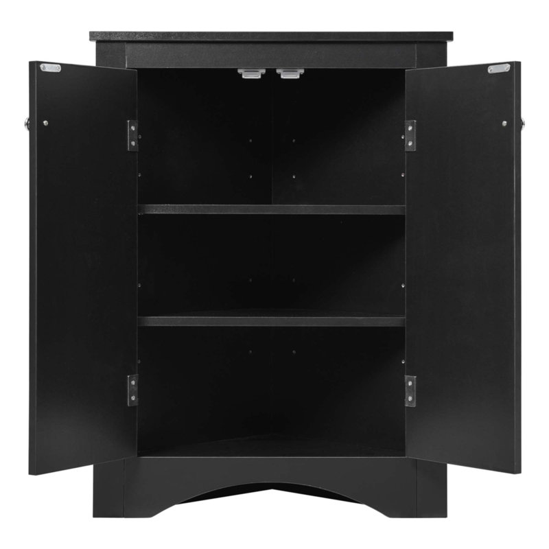 Black Triangle Bathroom Storage Cabinet With Adjustable Shelves, Black