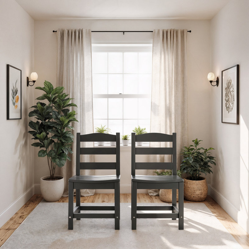 Chaises d'extérieur grises sans accoudoirs - Matériau PEHD - ensemble de 2, Gris