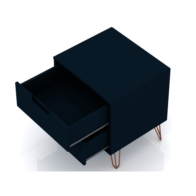 Rockefeller 20" Nightstand In Midnight Blue (2-Drawer), Dark Blue
