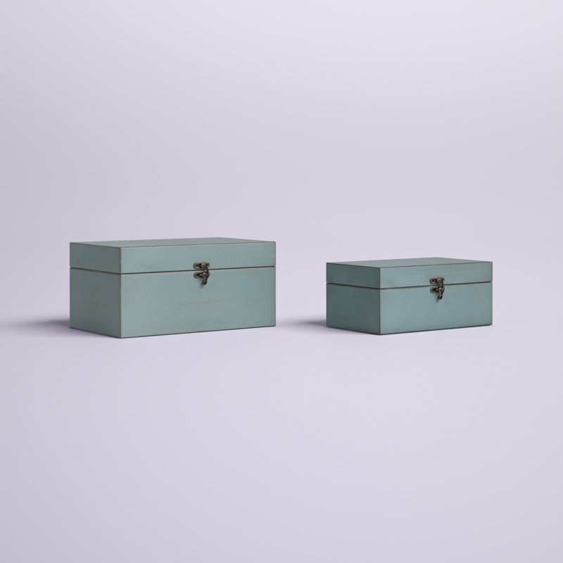 Arafah 2 Piece Stainless Steel Decorative Box Set, Blue