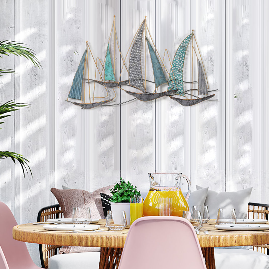 Handmade Coastal Transportation Wall Decor on Metal Longshore Tides