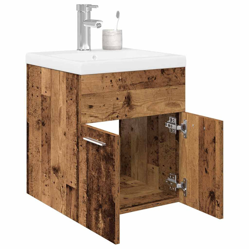 Siriana Single Bathroom Vanity with Integrated Ceramic Basin, old wood