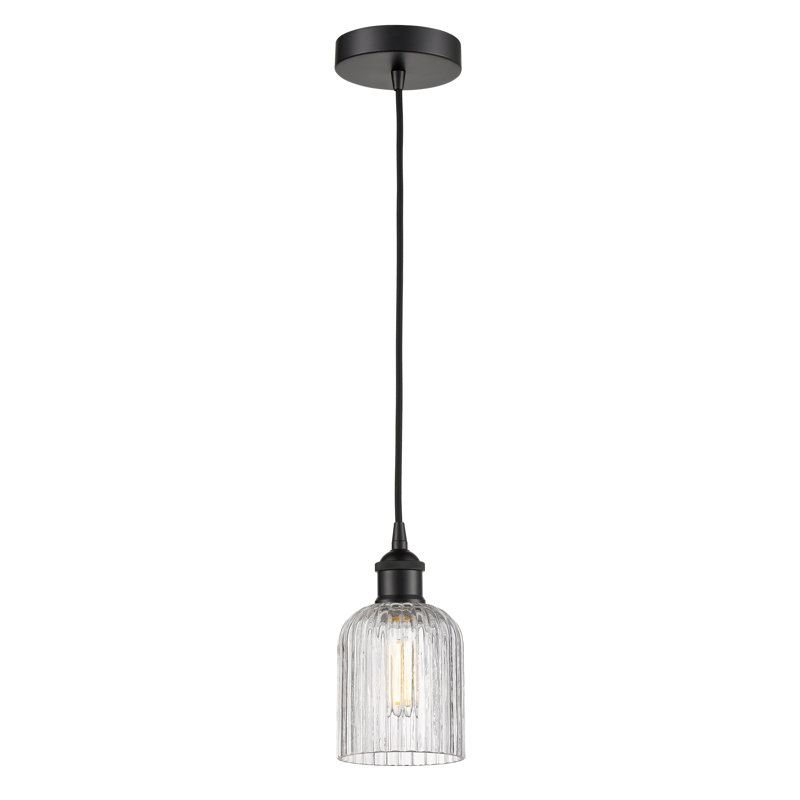 Edison Addeline 1 Light 5" Cord Hung, Clear, Matte Black