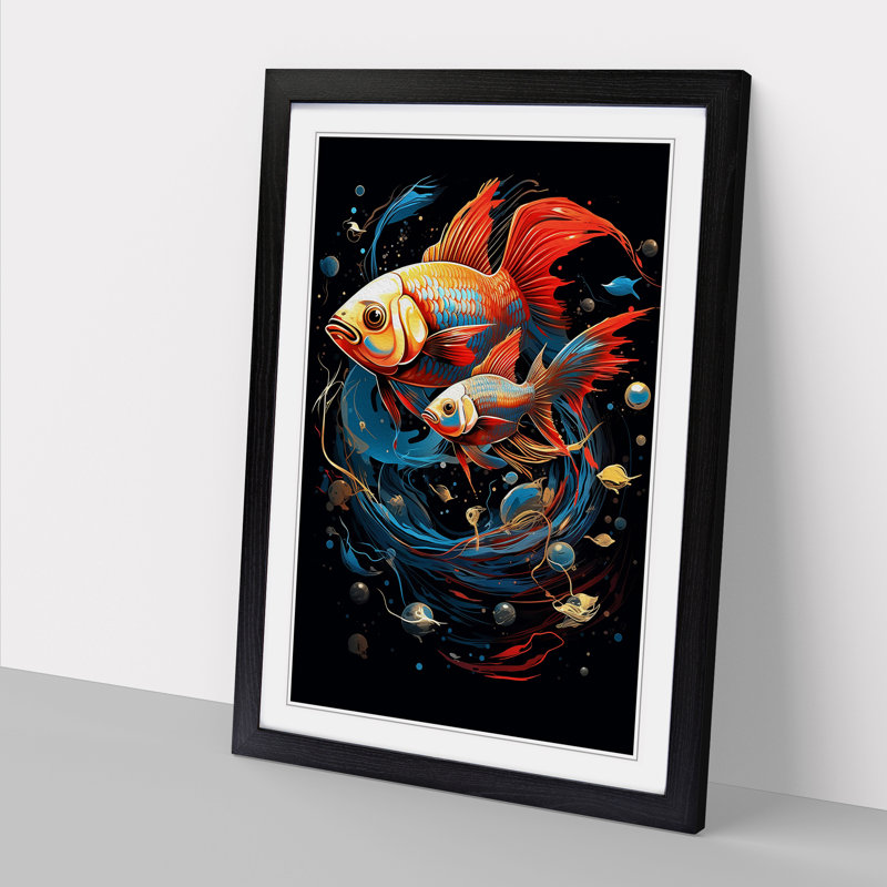 Fish Futurism - Framed Print, 46cm H x 34cm W x 2cm D, Black