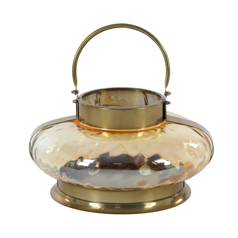 Stainless Steel Tabletop Lantern, 14" H x 15" W x 15" D, Bronze