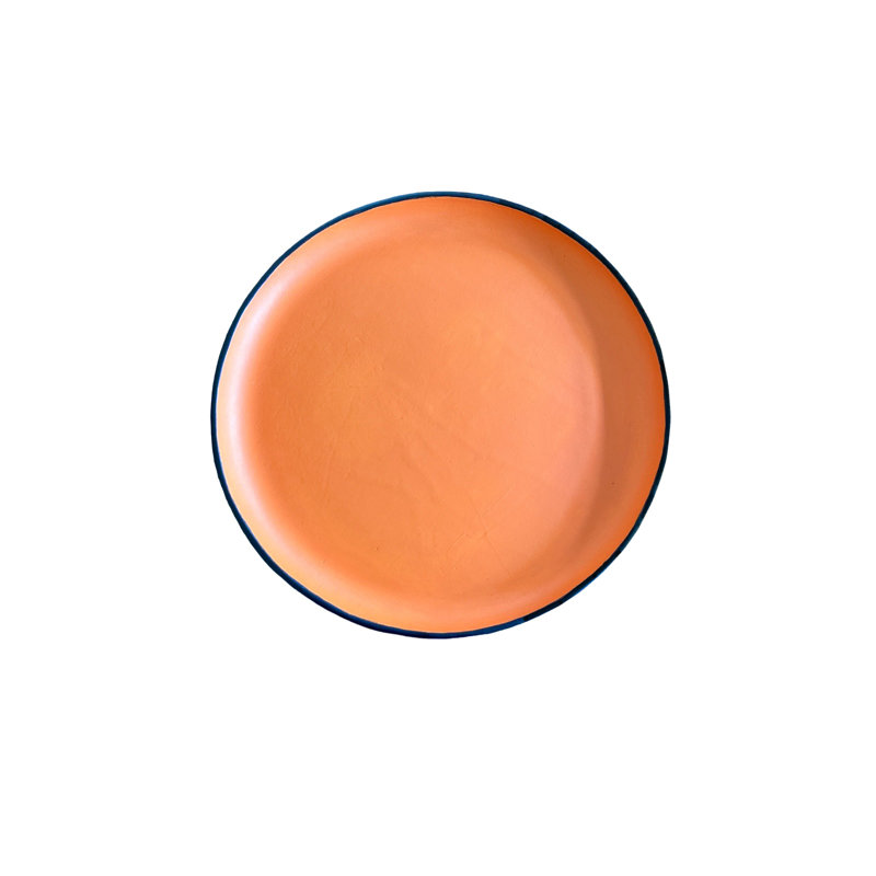 SOUTH AMERICAN Leather / Faux Leather Tray, 1" H x 11" W x 11" D, Orange Leather