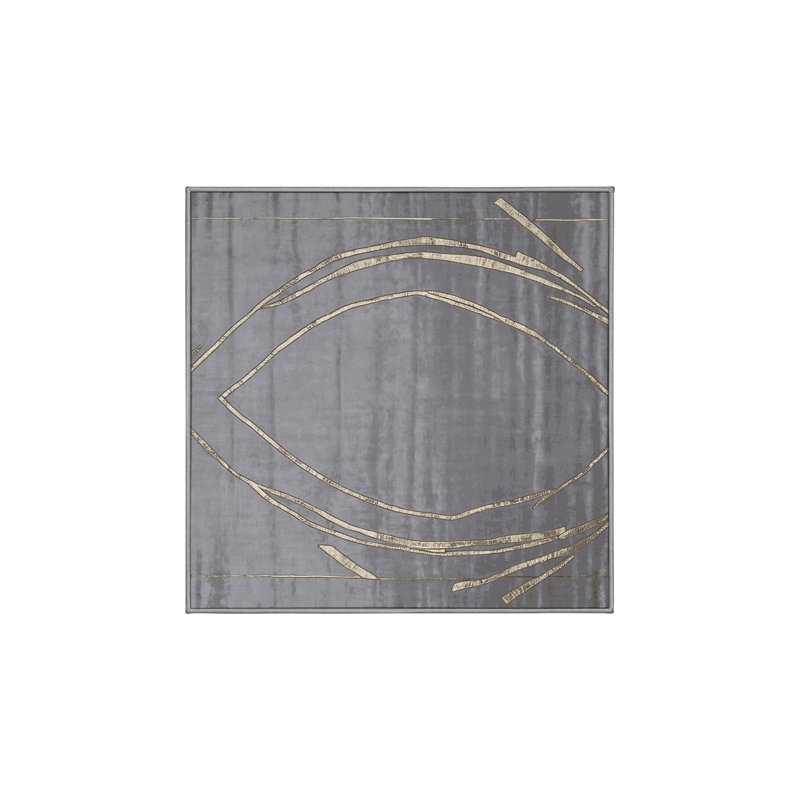 Machine Washable Gray Area Rug, Square 4'