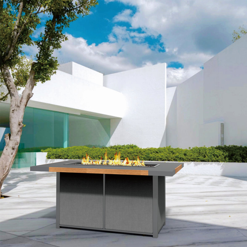 High Grade Powder Paint Teak Inlaid Stove Table For Indoor And Outdoor Use