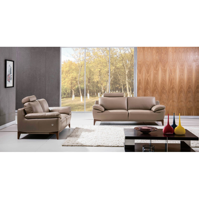 Mehaffey Upholstered 71'' Loveseat, Taupe Leather Match