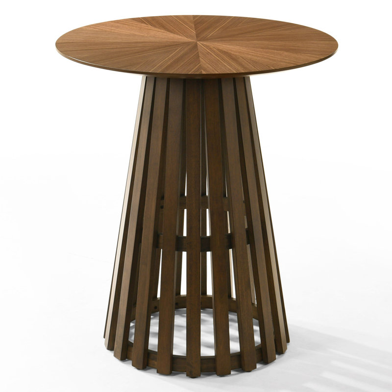 Weiss - Table de bar ronde Mid-Century moderne en noyer, Walnut