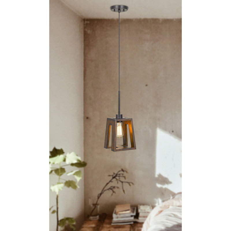 Suspension Biel en bois, 17 po H, 1 lumière, fini bois/fer, culot E26, 60 W