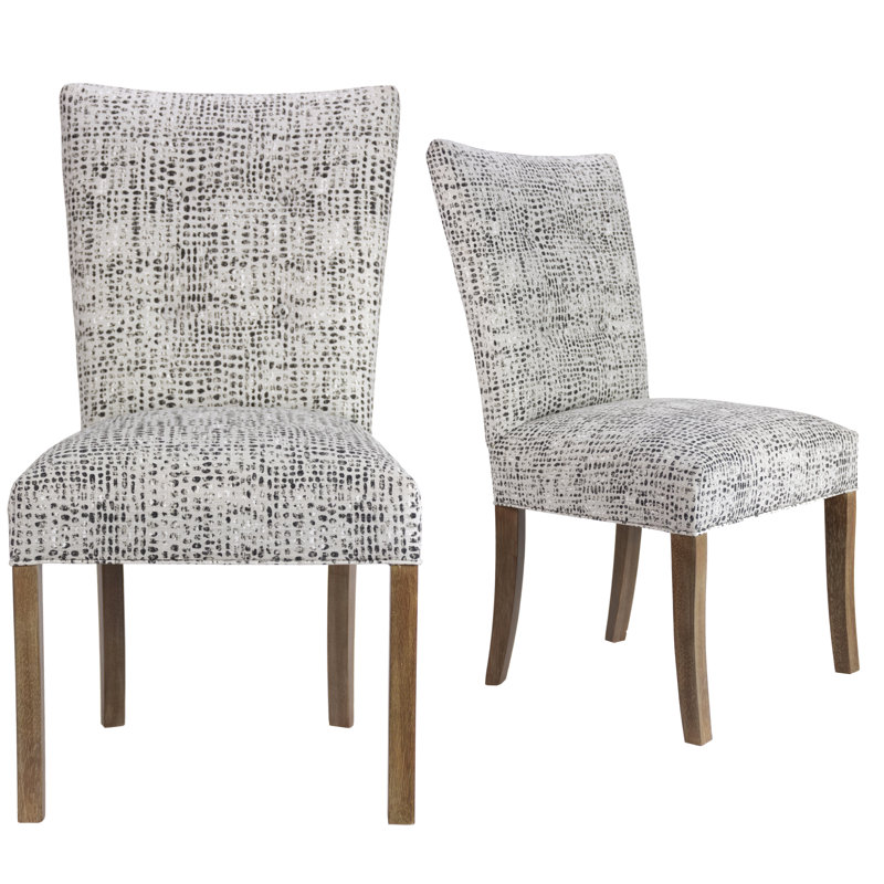 19'' H Tufted Cotton Upholstered Side Chair, Charcoal/White