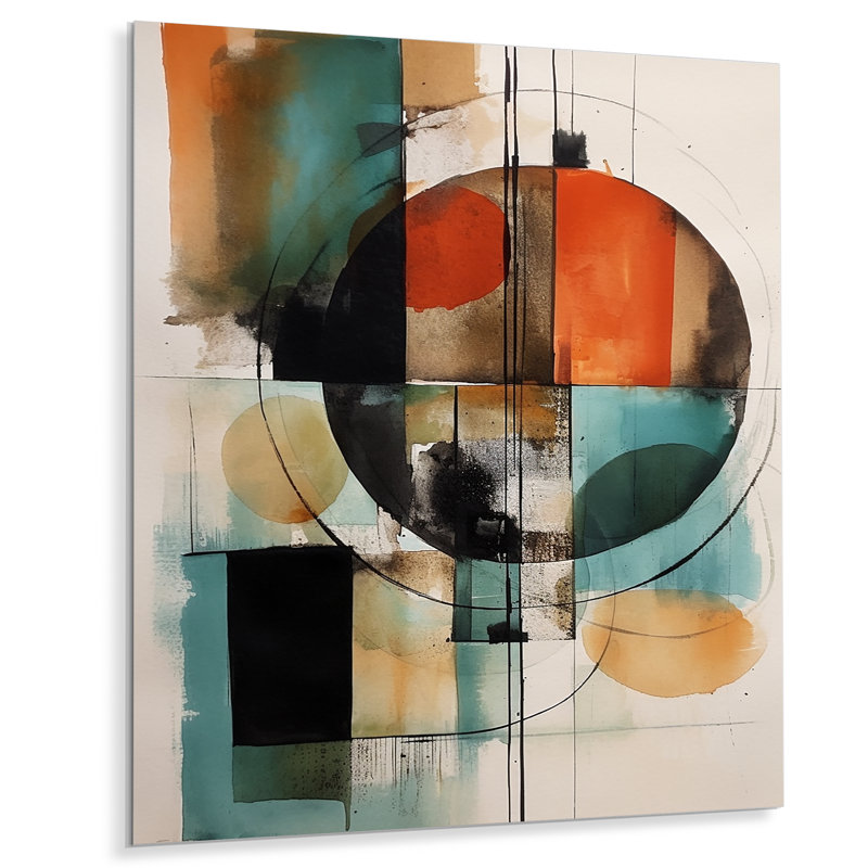 «Orange Abstracted Geometric Explorations IV», impression sur métal, H 20 po x l 12 po x P 1 po