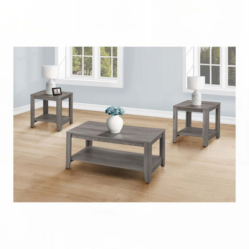 Ensemble de tables basses avec plateau en bois, Chêne gris