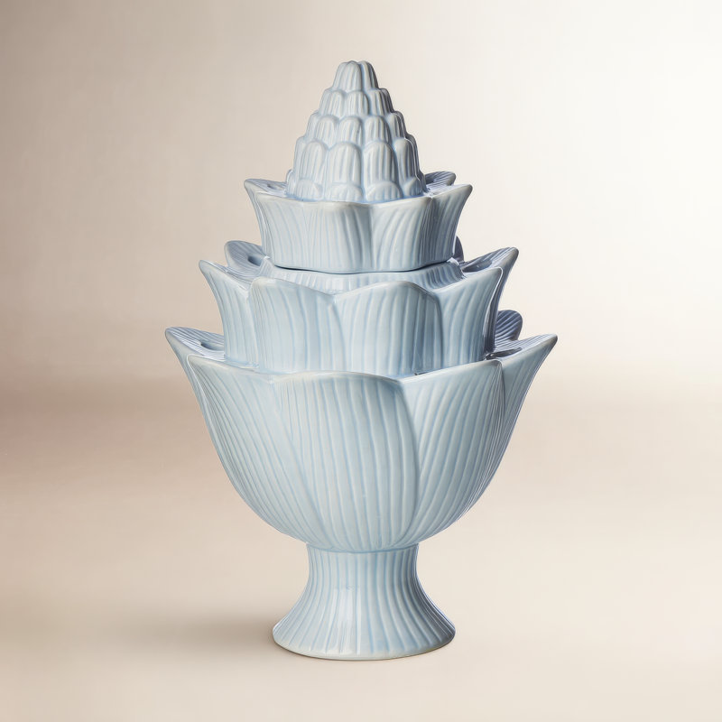 Vase de table en céramique 10 ", Bleu pâle