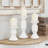 Mango Wood Turned Style Pillar Decorative Candle Holder Set-1229191458-1229191457