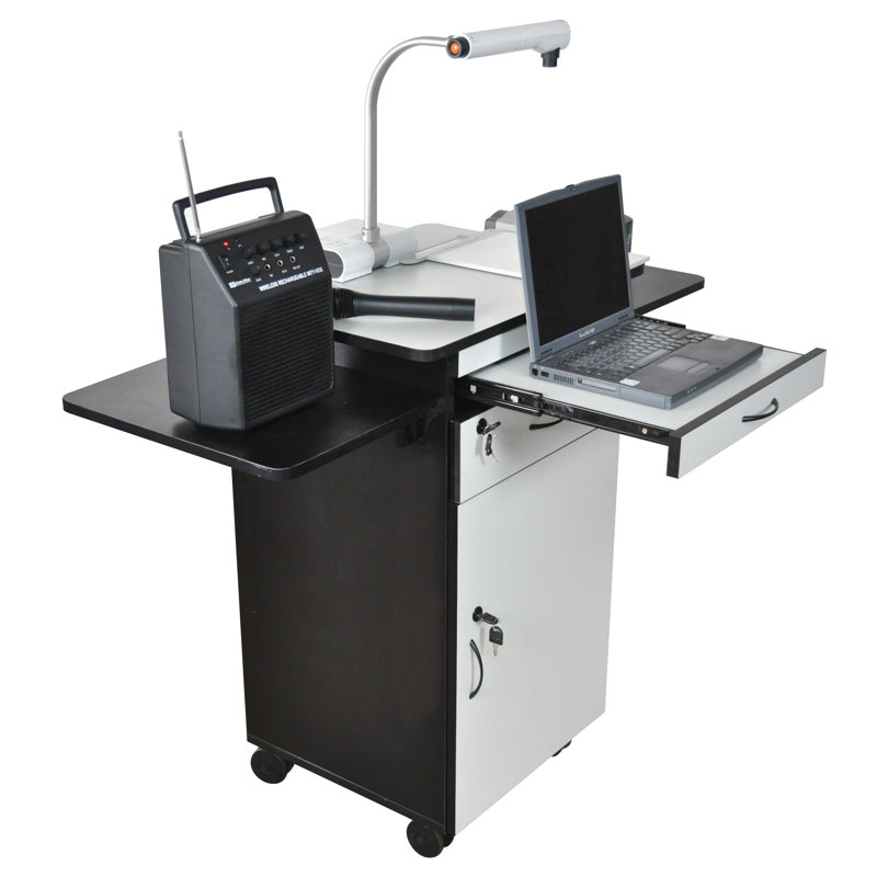 Luxor Dual-Tone Mobile Projector Cart with Lockable Storage, Black & White