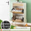 Rattan Shoe Cabinet with 2 Flip Drawers & Adjustable Shelf, Narrow Hidden Shoe Storage for Entryway or Home-568180095