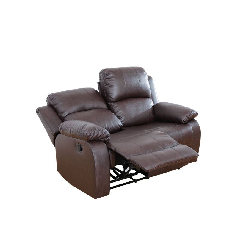 56" Faux Leather Pillow Top Arm Reclining Loveseat
