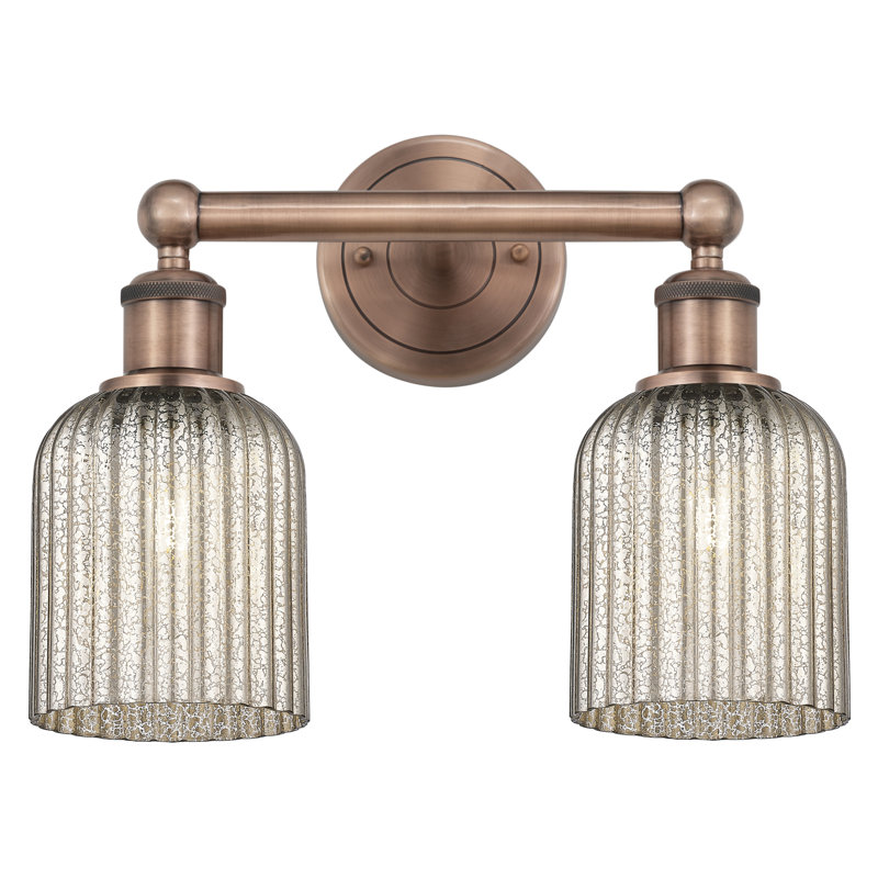 Abat-jour de salle de bain 2 lumières Edison Addeline 14 po, Cuivre antique, Gris métallisé