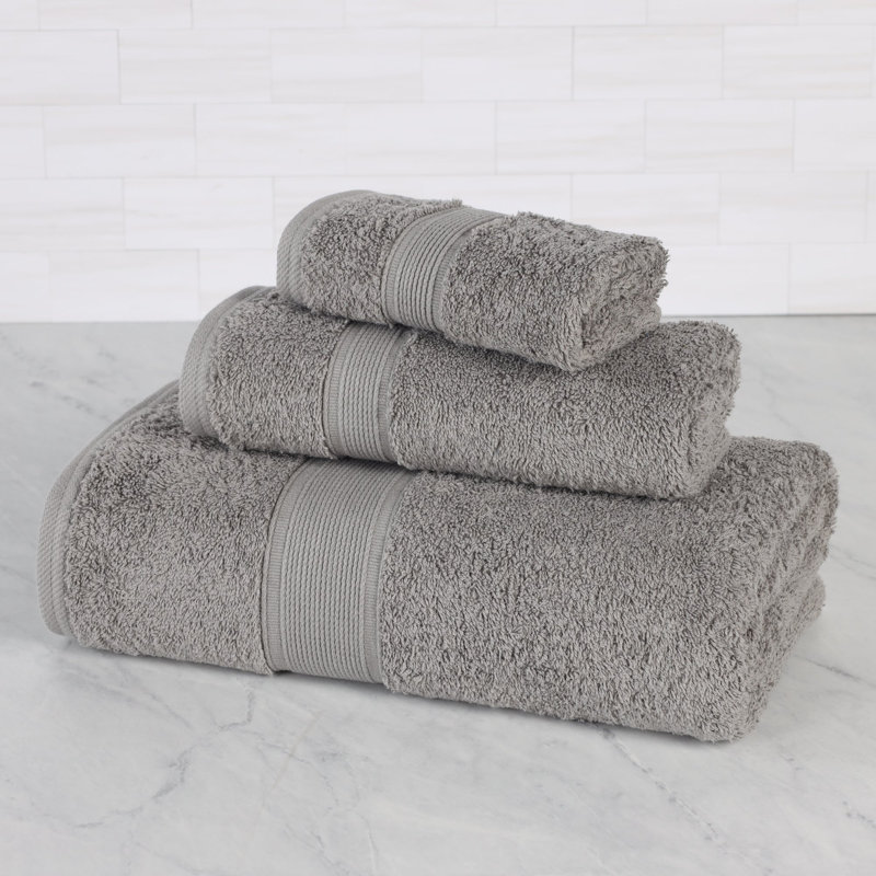 Blue Nile Mills Pure Earth Organic Cotton 3-Piece Bathroom Towel Set, 3 Piece Towel Set, Silver
