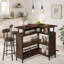 Table de bar en forme de L avec porte-verres et tablettes