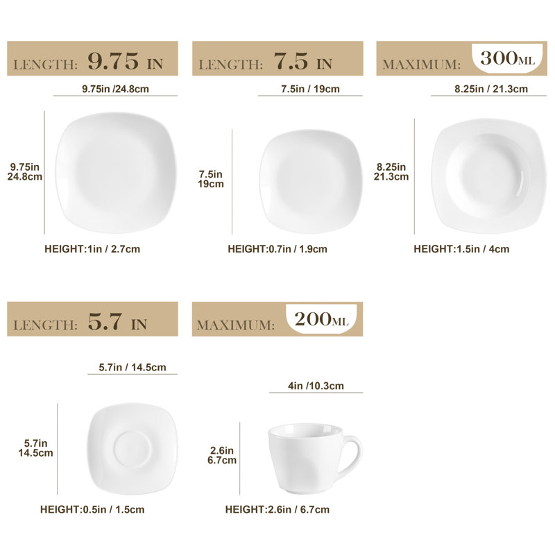 30 Piece Dinnerware Set, Service for 6