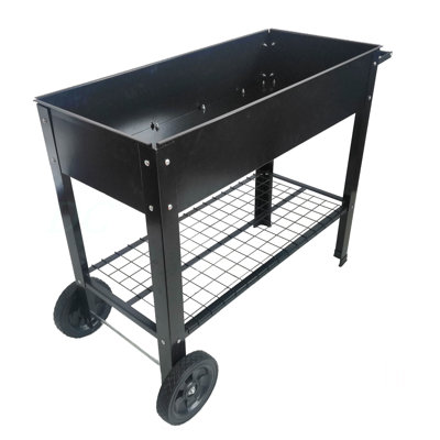 Mobile Metal Raised Garden Bed Cart With Legs, Elevated Tall Planter Box With Wheels For Outdoor Indoors House Patio Backyard Vegetables Tomato DIY Herb Grow Black