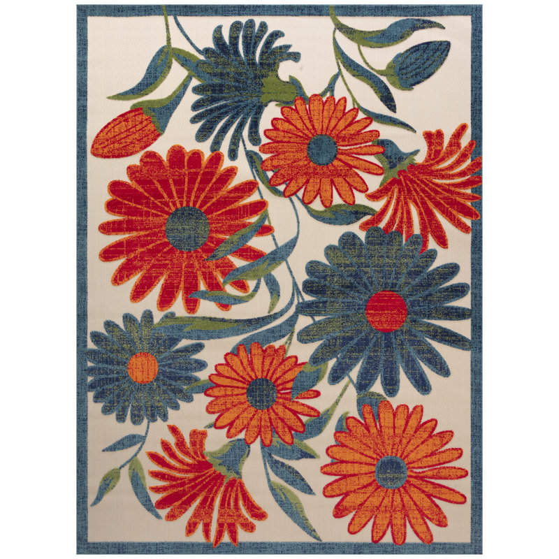 Tapis intérieur / extérieur floral Noleen, Rectangle 12 pi x 15 pi