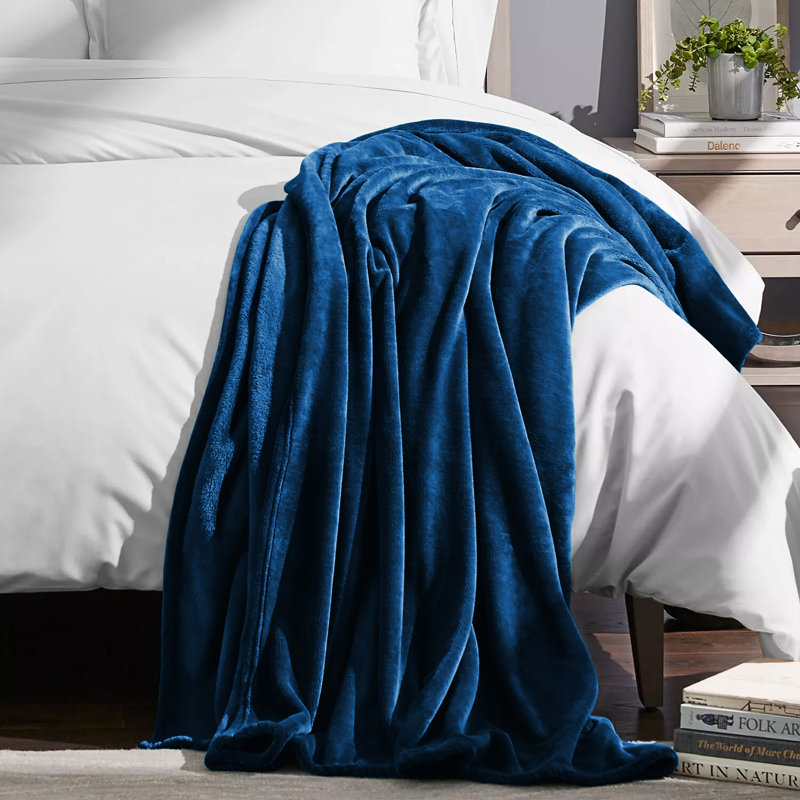 Reversible Plain Weave Fleece Throw Blanket, Super King, Teal