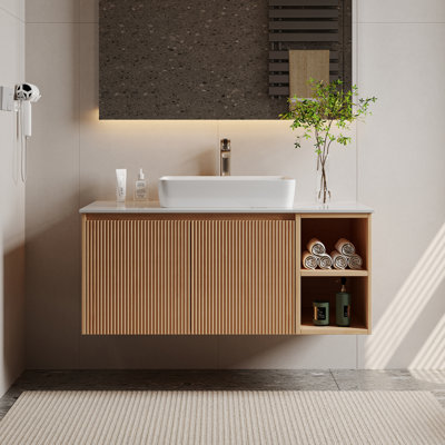 Meuble-lavabo simple 36 po avec plateau en faux marbre Dexheart