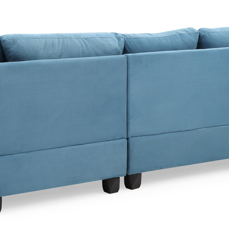 Canapé modulaire Malone G647B-SC (sans repose-pieds), Orienté à droite, Microfibre bleu turquoise
