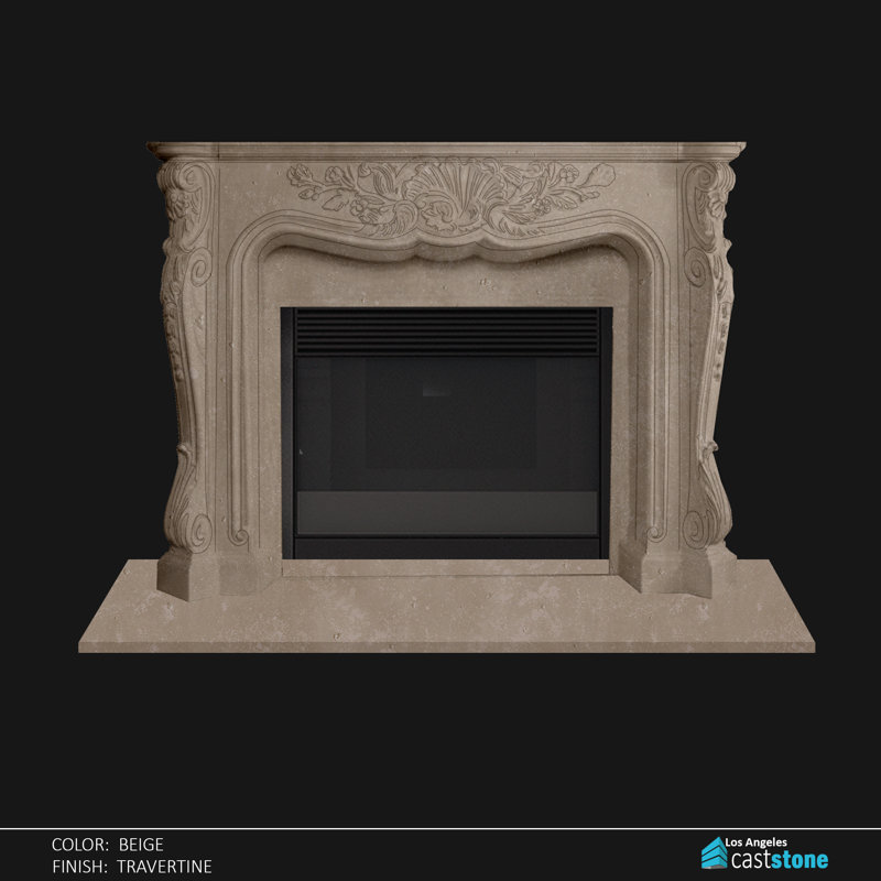 Pourtour de foyer Torrey, Travertin beige
