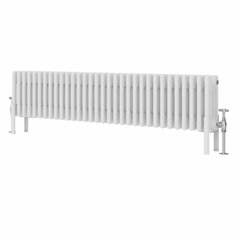 Altynay Horizontal Traditional 4 Column Radiator, White, 300mm H x 1460mm W x 140mm D
