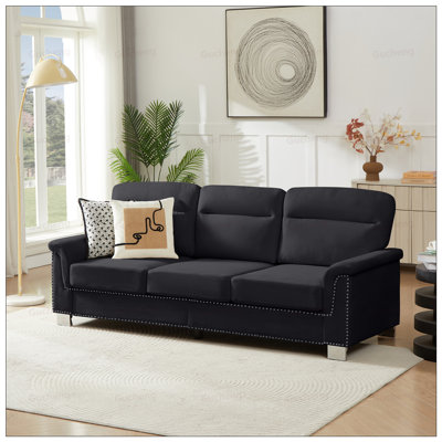 Canapé moderne à 3 places en tissu Snowfleece, confortable et élégant pour divers espaces de vie