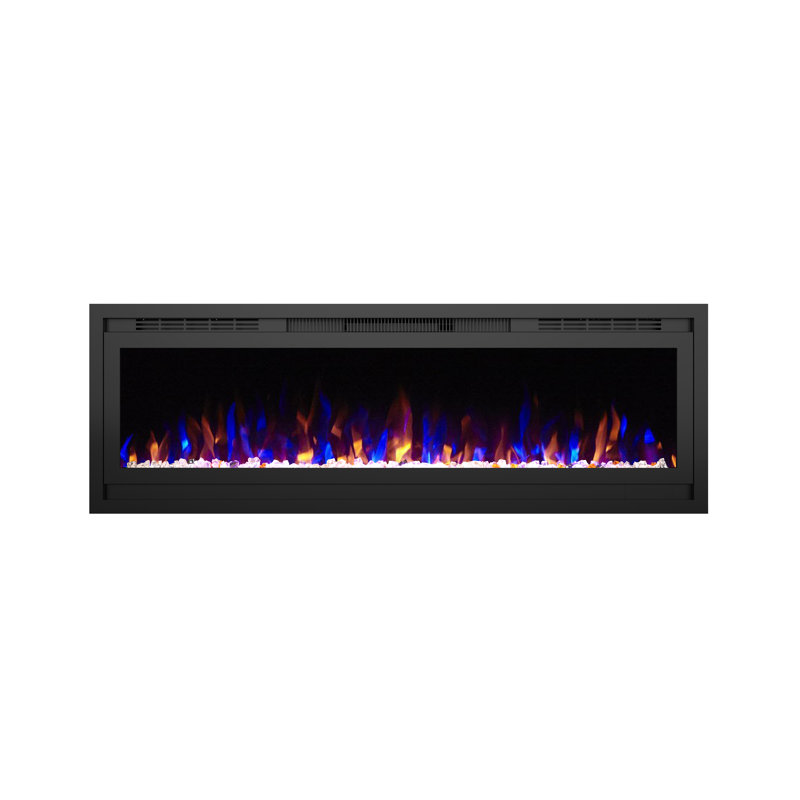 Nazaret WiFi Smart Recessed Wall Mounted Electric Fireplace Insert with Remote, Overheating Protection, Logset and Crystal, Touch Screen, 1500W/750W