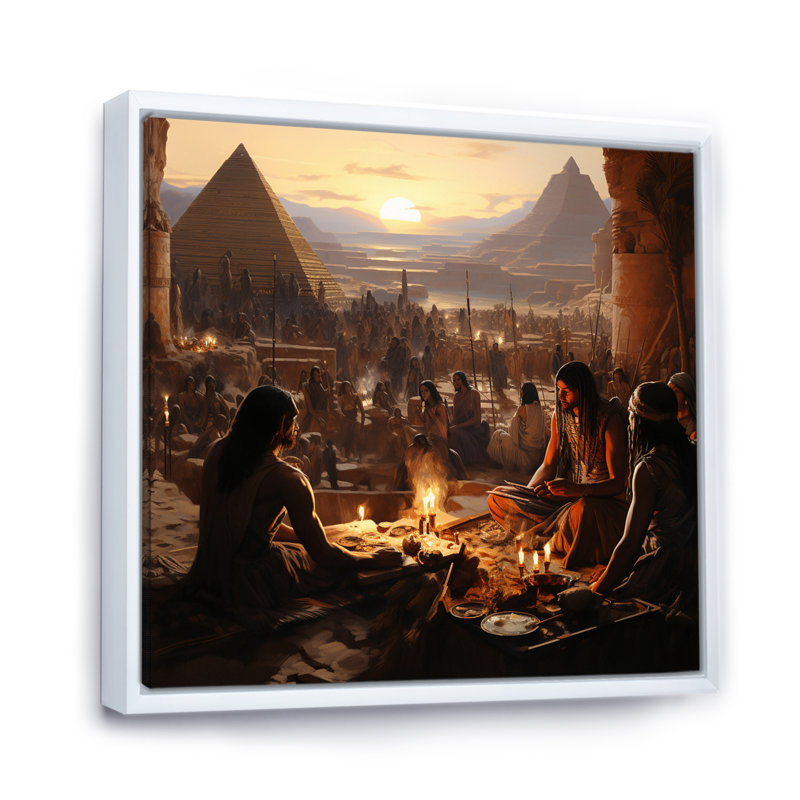 " Egypt Ancient Rituals III ", White Floater Framed, 16" H x 16" W x 1" D