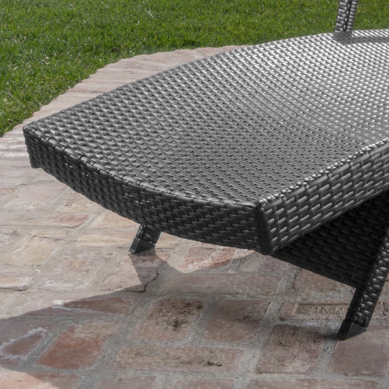 Billur Outdoor Chaise Lounge Set with Table, Gray/Brown
