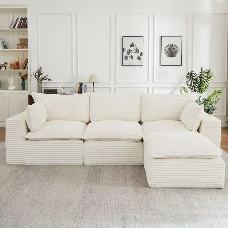 Canapé modulaire Cloud avec repose-pieds - Canapé convertible en L pour salon | Confort moelleux, aucun assemblage requis