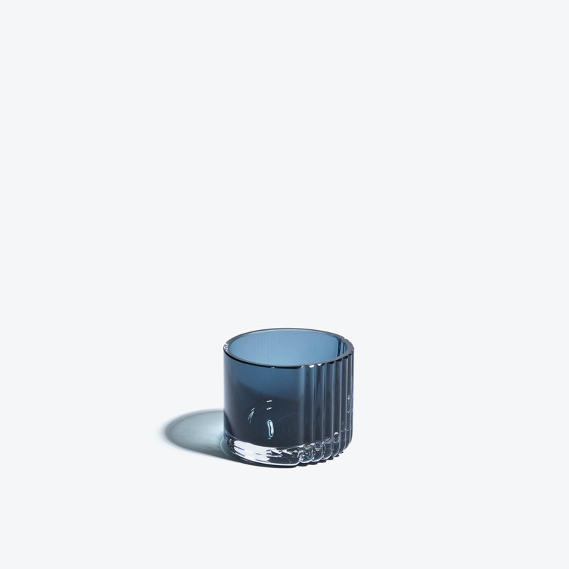 PULSE Tealight Candle Holder, Blue Polished Blown Glass