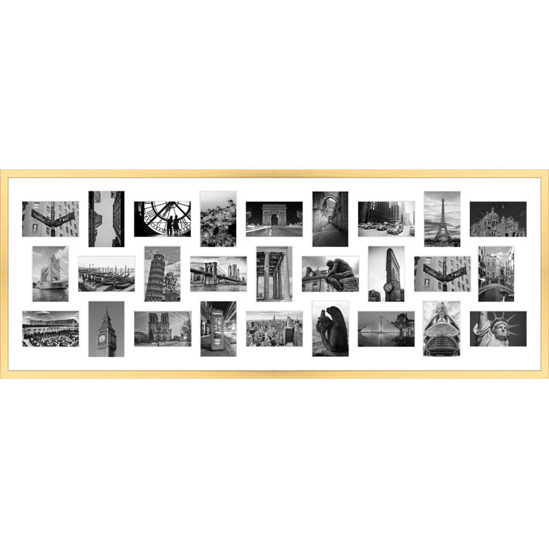 Kuwana Wood Picture Frame with Mat, Gold, 37cm W x 94cm H