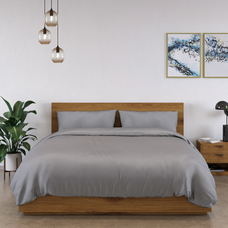 Panda 100% Bamboo Pillowcase Set - Hypoallergenic and Highly Breathable, Quiet Grey