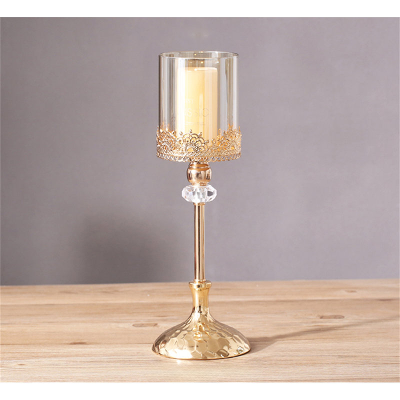 Metal Tabletop Candlestick, 14.57" H x 4.92" W x 4.92" D